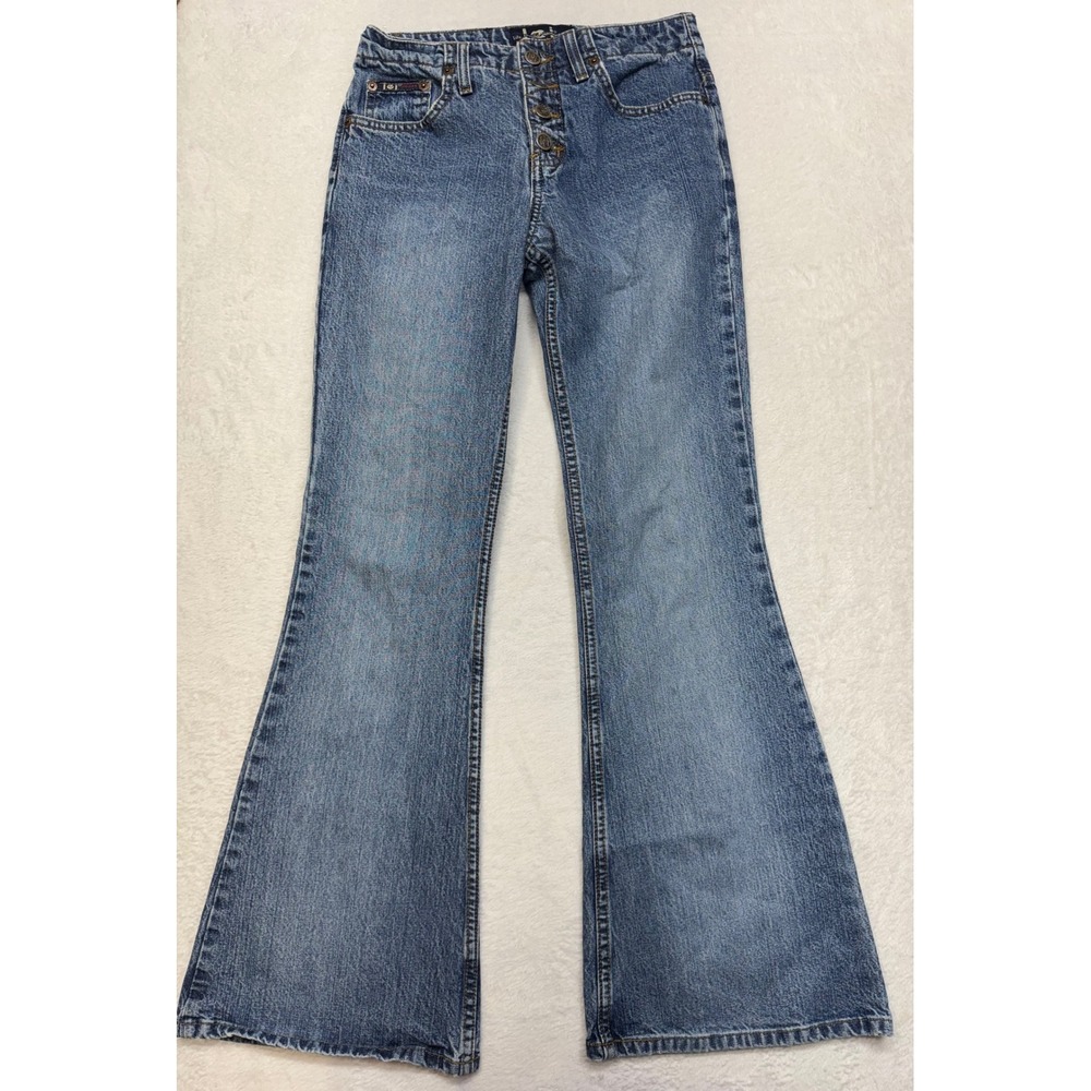 Vintage LEI Flare Jeans Womens 3 Medium Wash Button Fly Wide Leg 100% Cotton Y2K